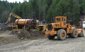 crushing rock at the rock pit